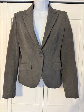 Express Women's Gray Single-Button Tailored Blazer